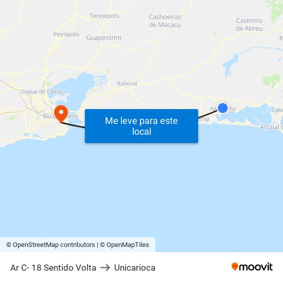 Ar C- 18 Sentido Volta to Unicarioca map
