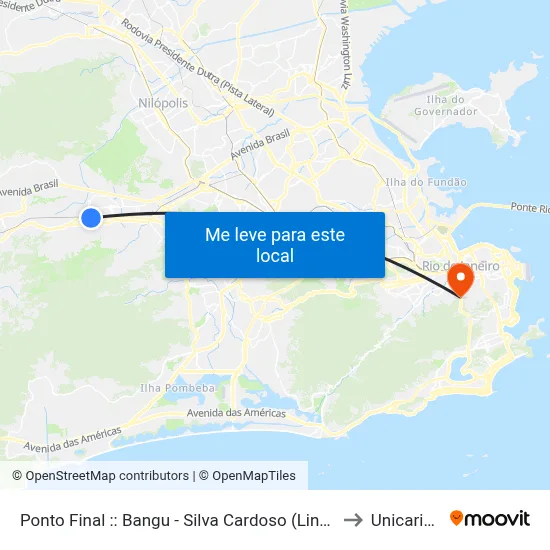 Ponto Final :: Bangu - Silva Cardoso (Linha 799) to Unicarioca map