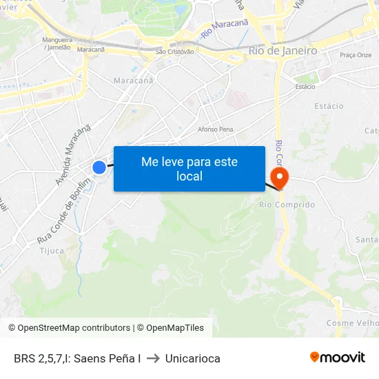 BRS 2,5,7,I: Saens Peña I to Unicarioca map