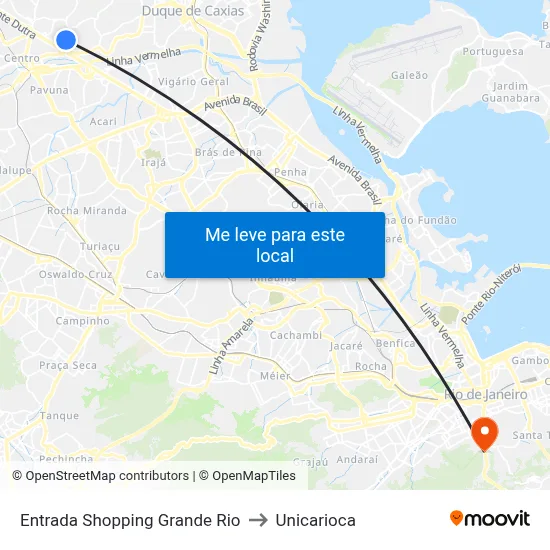 Entrada Shopping Grande Rio to Unicarioca map