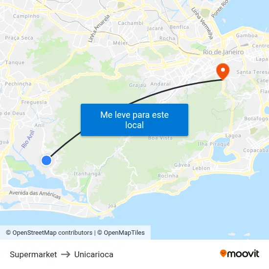 Supermarket to Unicarioca map