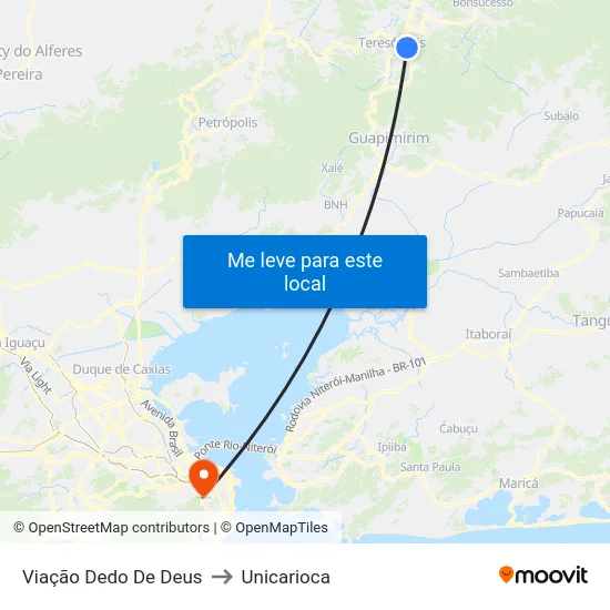 Viação Dedo De Deus to Unicarioca map
