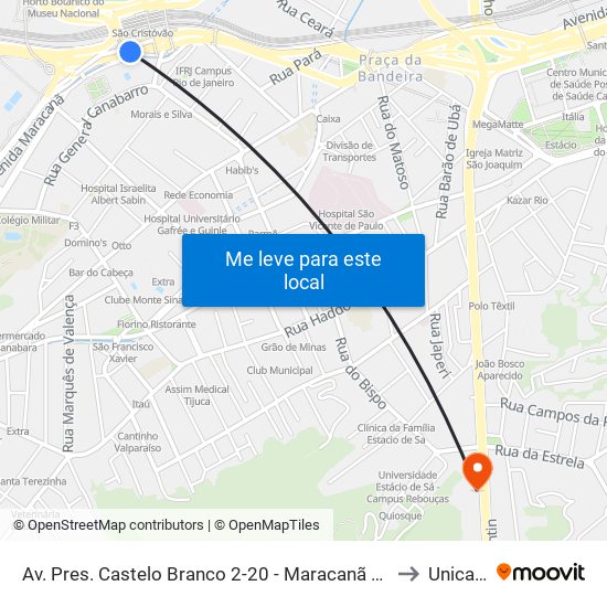 Av. Pres. Castelo Branco 2-20 - Maracanã Rio De Janeiro - Rj Brasil to Unicarioca map