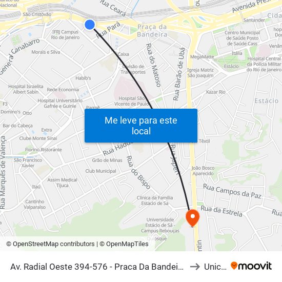 Av. Radial Oeste 394-576 - Praca Da Bandeira Rio De Janeiro - Rj 20271-320 Brasil to Unicarioca map