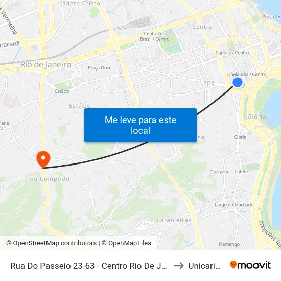 Rua Do Passeio 23-63 - Centro Rio De Janeiro to Unicarioca map