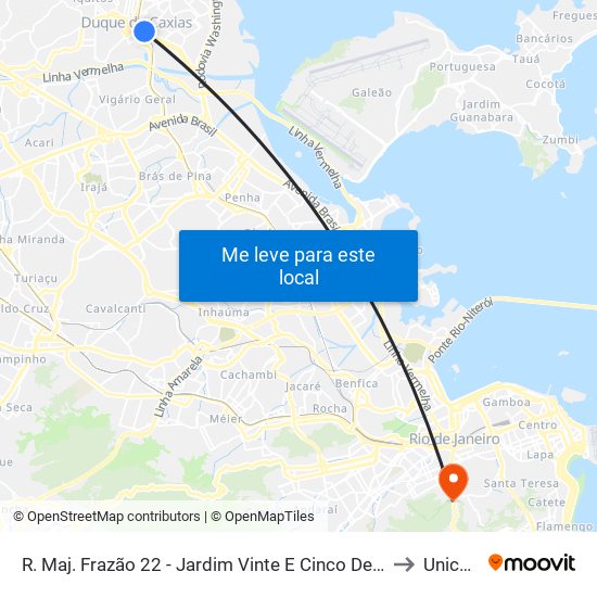 R. Maj. Frazão 22 - Jardim Vinte E Cinco De Agosto Duque De Caxias to Unicarioca map