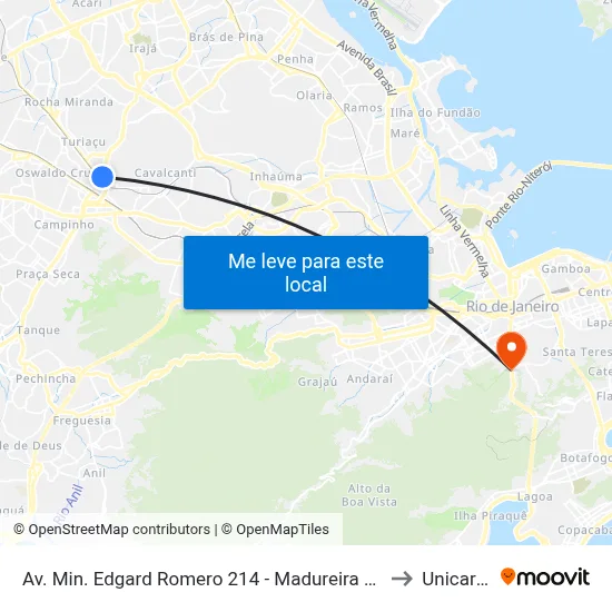 Av. Min. Edgard Romero 214 - Madureira Rio De Janeiro to Unicarioca map