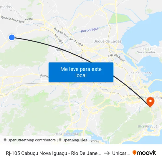Rj-105 Cabuçu Nova Iguaçu - Rio De Janeiro 26291 Brasil to Unicarioca map