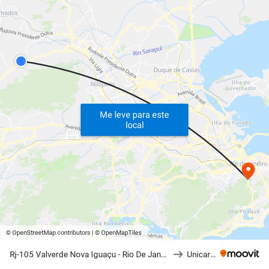 Rj-105 Valverde Nova Iguaçu - Rio De Janeiro 26290 Brasil to Unicarioca map