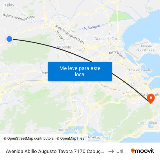 Avenida Abilio Augusto Tavora 7170 Cabuçu Nova Iguaçu - Rio De Janeiro 26291 Brasil to Unicarioca map