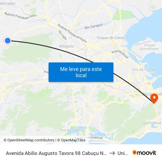 Avenida Abilio Augusto Tavora 98 Cabuçu Nova Iguaçu - Rio De Janeiro 26359 Brasil to Unicarioca map