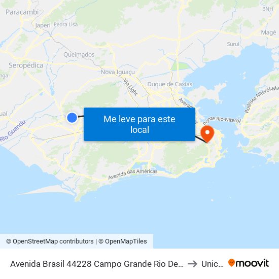 Avenida Brasil 44228 Campo Grande Rio De Janeiro - Rio De Janeiro 23078 Brasil to Unicarioca map
