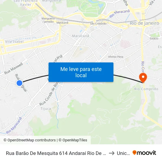 Rua Barão De Mesquita 614 Andaraí Rio De Janeiro - Rio De Janeiro 20540 Brasil to Unicarioca map