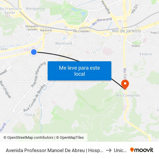 Avenida Professor Manoel De Abreu | Hospital Universitário Pedro Ernesto to Unicarioca map