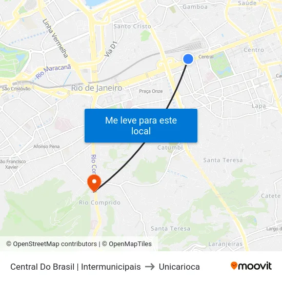 Central Do Brasil | Intermunicipais to Unicarioca map