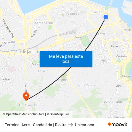Terminal Acre - Candelária | Rio Ita to Unicarioca map