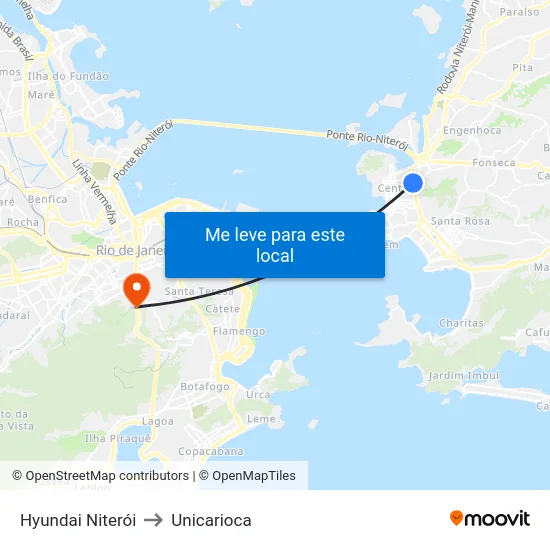 Hyundai Niterói to Unicarioca map