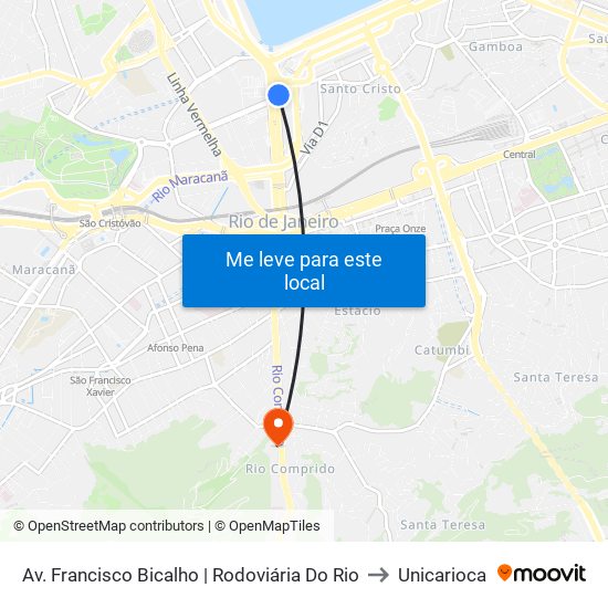 Av. Francisco Bicalho | Rodoviária Do Rio to Unicarioca map