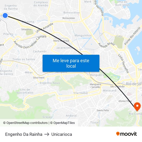Engenho Da Rainha to Unicarioca map