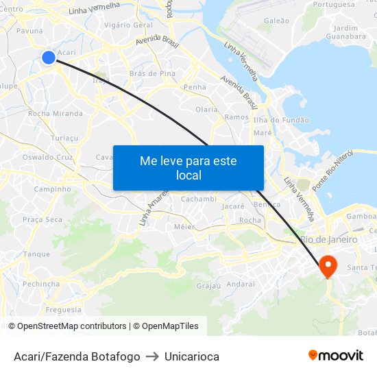 Acari/Fazenda Botafogo to Unicarioca map