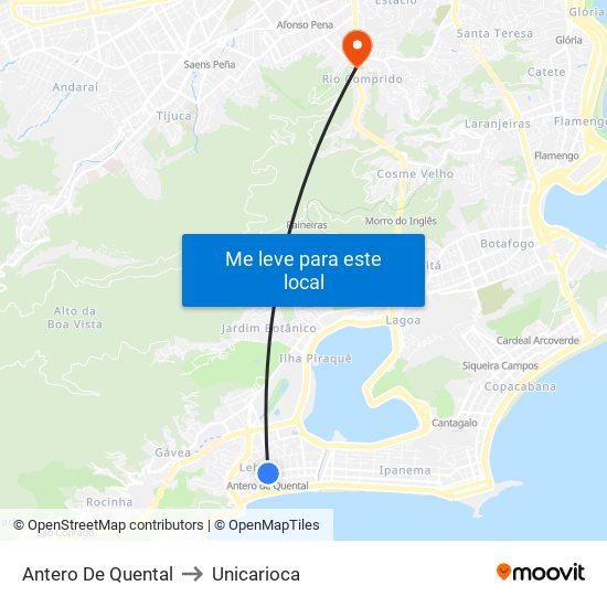 Antero De Quental to Unicarioca map
