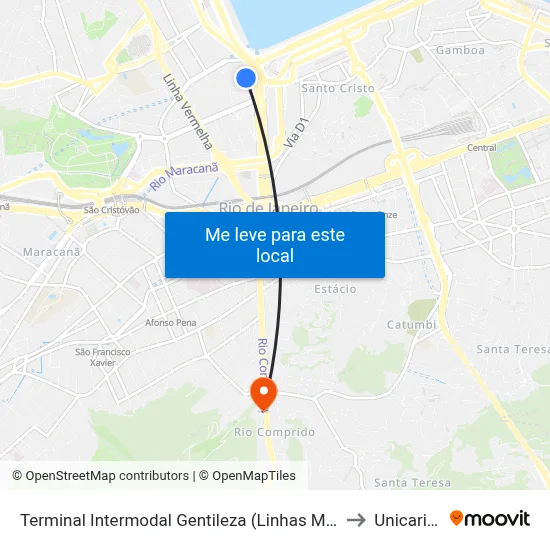 Terminal Intermodal Gentileza (Linhas Municipais) to Unicarioca map