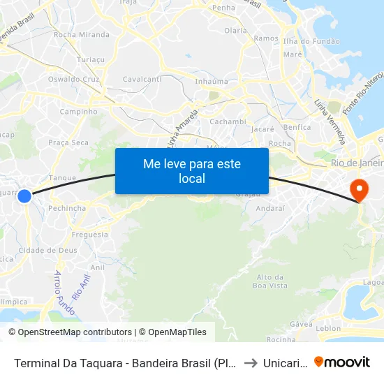 Terminal Da Taquara - Bandeira Brasil (Plataforma A) to Unicarioca map