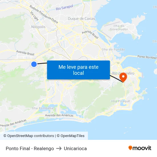 Ponto Final - Realengo to Unicarioca map