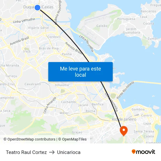 Teatro Raul Cortez to Unicarioca map