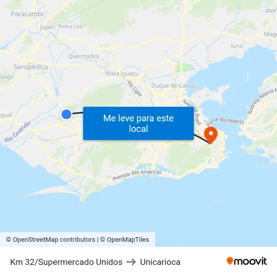 Km 32/Supermercado Unidos to Unicarioca map