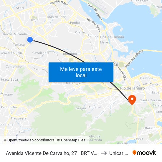 Avenida Vicente De Carvalho, 27 | BRT Vaz Lobo to Unicarioca map