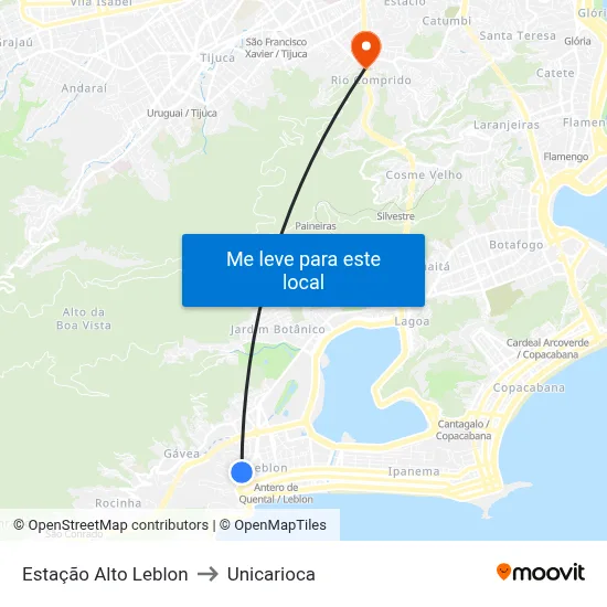 Estação Alto Leblon to Unicarioca map