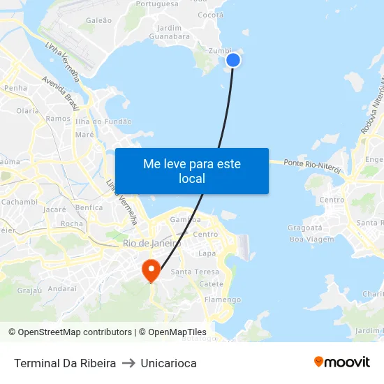 Terminal Da Ribeira to Unicarioca map