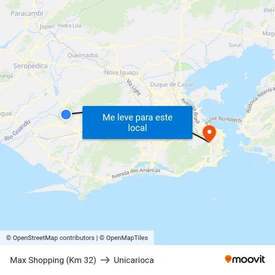 Max Shopping (Km 32) to Unicarioca map