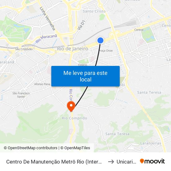 Centro De Manutenção Metrô Rio (Intermunicipais) to Unicarioca map