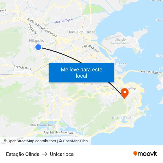 Estação Olinda to Unicarioca map