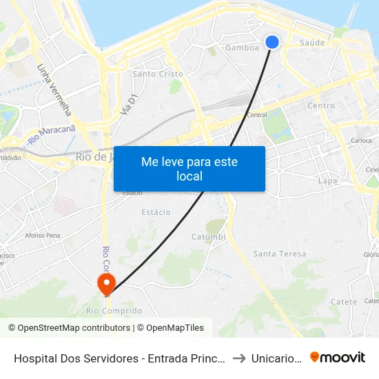Hospital Dos Servidores - Entrada Principal to Unicarioca map