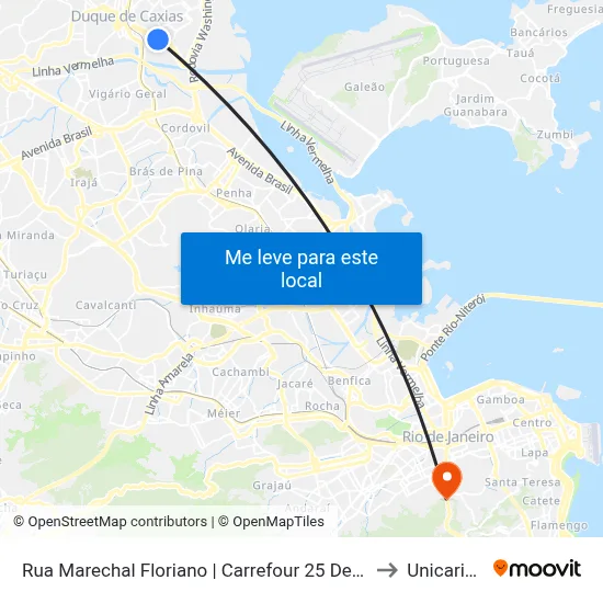 Rua Marechal Floriano | Carrefour 25 De Agosto to Unicarioca map