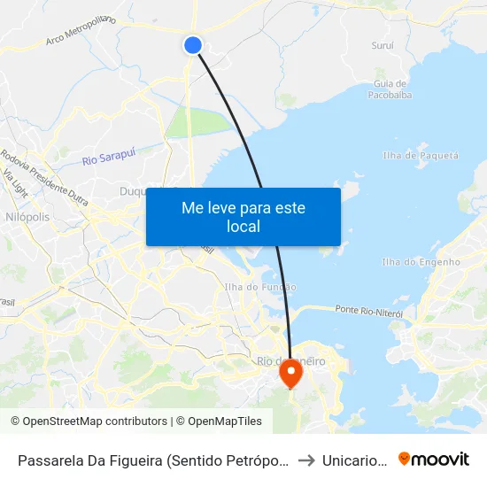 Passarela Da Figueira (Sentido Petrópolis) to Unicarioca map