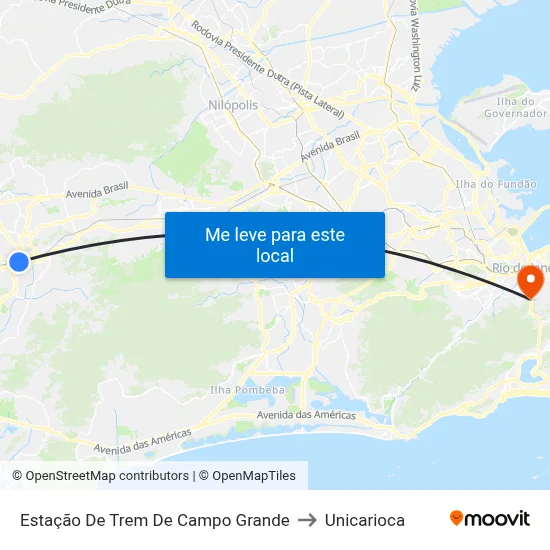 Estação De Trem De Campo Grande to Unicarioca map
