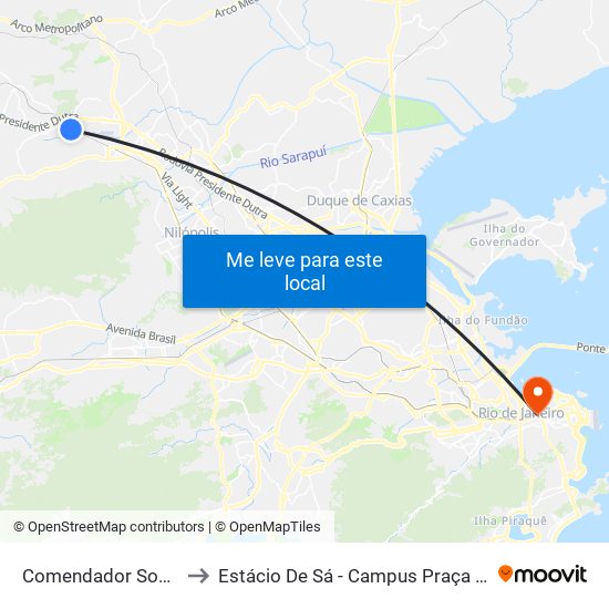 Comendador Soares to Estácio De Sá - Campus Praça Onze map
