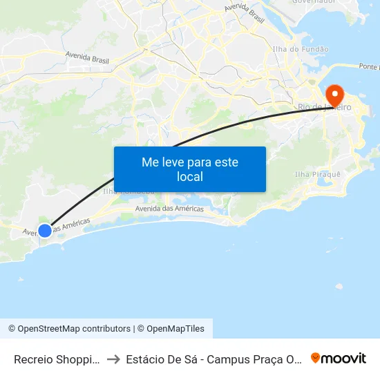 Recreio Shopping to Estácio De Sá - Campus Praça Onze map