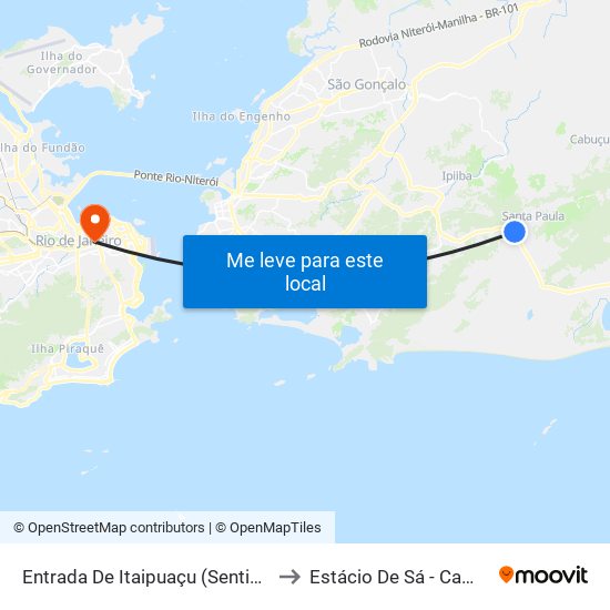 Entrada De Itaipuaçu (Sentido Região Dos Lagos) to Estácio De Sá - Campus Praça Onze map