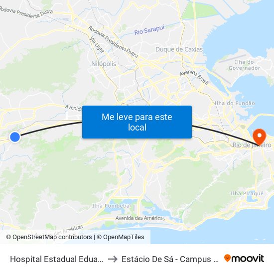 Hospital Estadual Eduardo Rabelo to Estácio De Sá - Campus Praça Onze map