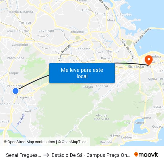 Senai Freguesia to Estácio De Sá - Campus Praça Onze map