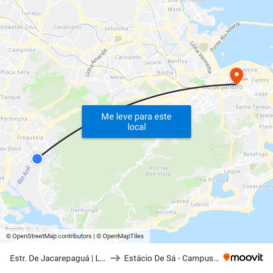 Estr. De Jacarepaguá | Largo Do Anil to Estácio De Sá - Campus Praça Onze map