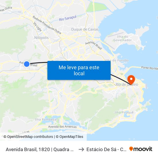 Avenida Brasil, 1820 | Quadra Da Mocidade (Sentido Deodoro) to Estácio De Sá - Campus Praça Onze map