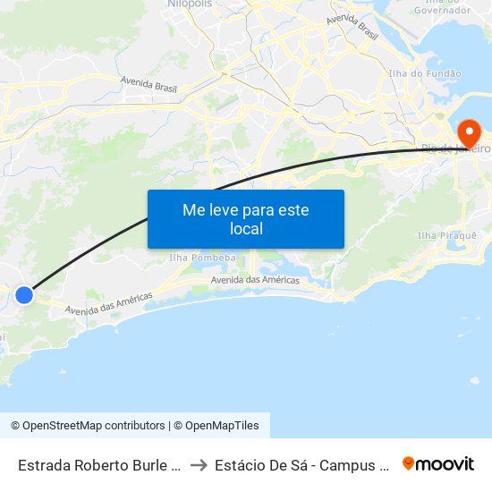 Estrada Roberto Burle Marx, 550 to Estácio De Sá - Campus Praça Onze map