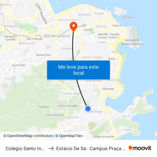 Colégio Santo Inácio to Estácio De Sá - Campus Praça Onze map
