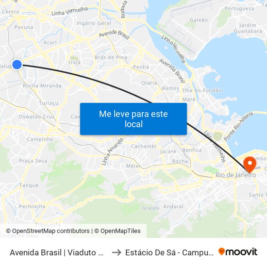 Avenida Brasil | Viaduto De Barros Filho to Estácio De Sá - Campus Praça Onze map